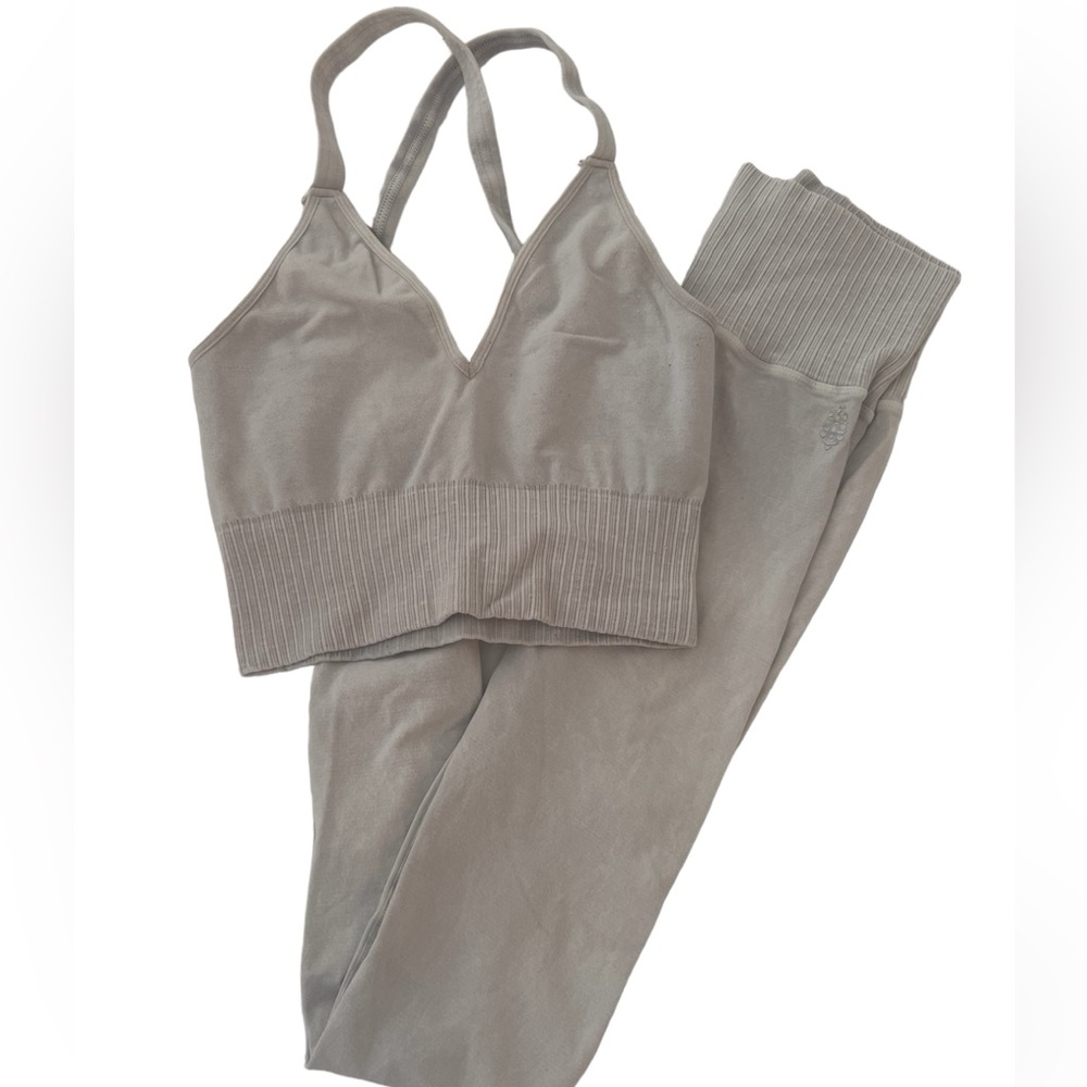 Free People Movement Work Out Set Light Grey